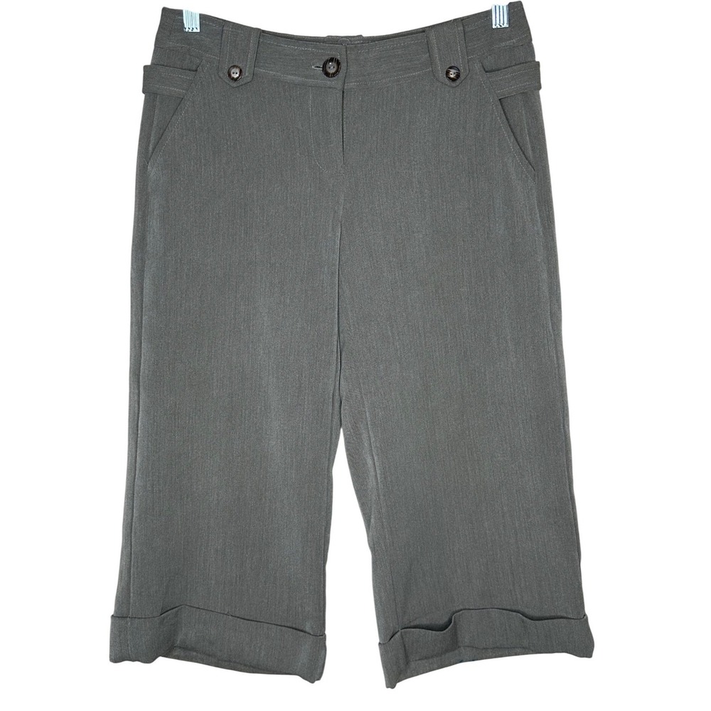 Candie's Gray Cropped Cuffed Dress Pants Mid Rise Capris Size 3 Y2K Preppy